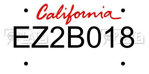 EZ2B018 California License Plate