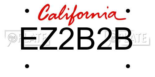 EZ2B2B California License Plate
