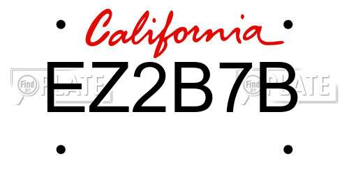 EZ2B7B California License Plate