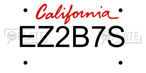 EZ2B7S California License Plate