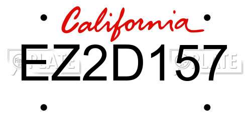 EZ2D157 California License Plate