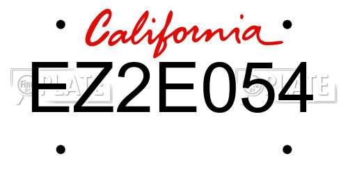 EZ2E054 California License Plate
