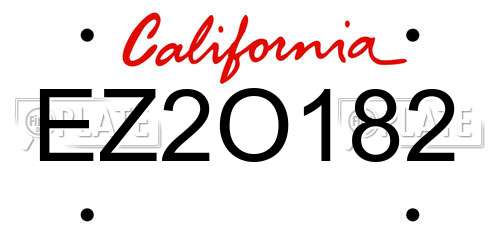 EZ2O182 California License Plate