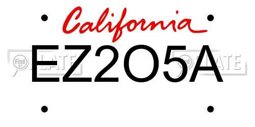 EZ2O5A California License Plate