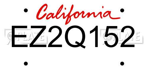 EZ2Q152 California License Plate
