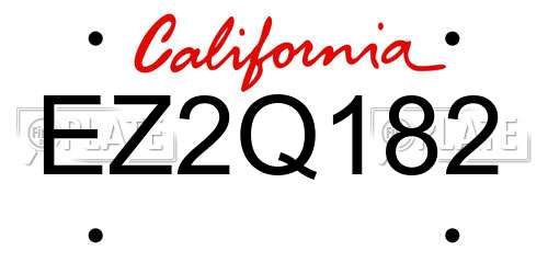 EZ2Q182 California License Plate