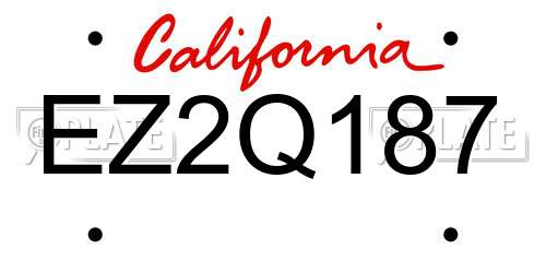 EZ2Q187 California License Plate
