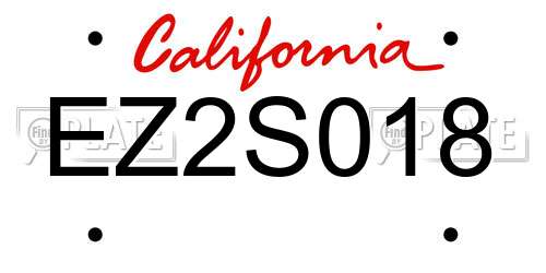 EZ2S018 California License Plate