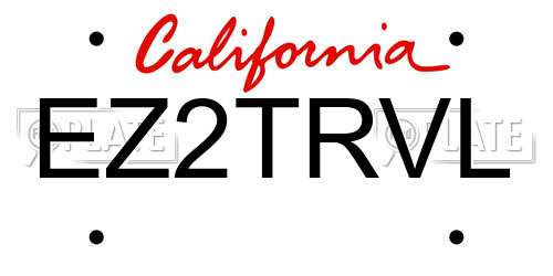 EZ2TRVL California License Plate