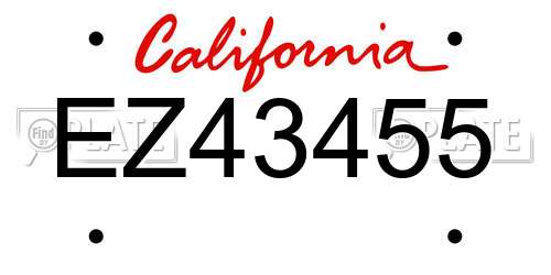 EZ43455 California License Plate