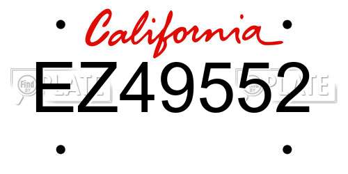 EZ49552 California License Plate