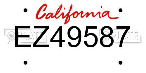 EZ49587 California License Plate
