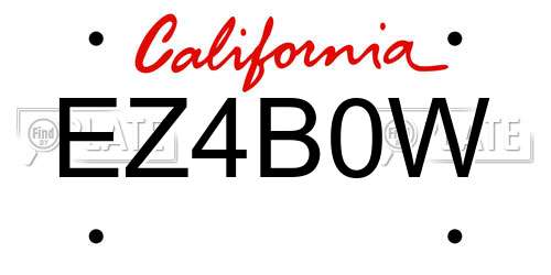EZ4B0W California License Plate
