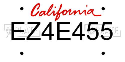 EZ4E455 California License Plate
