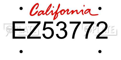 EZ53772 California License Plate