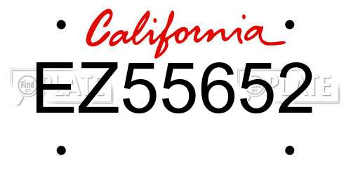 EZ55652 California License Plate