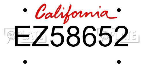 EZ58652 California License Plate