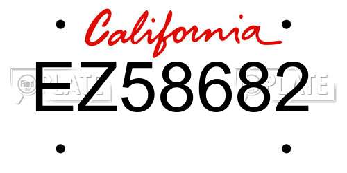 EZ58682 California License Plate