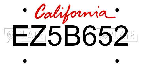 EZ5B652 California License Plate