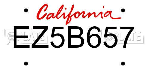 EZ5B657 California License Plate