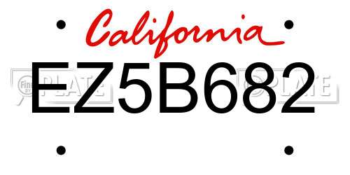 EZ5B682 California License Plate