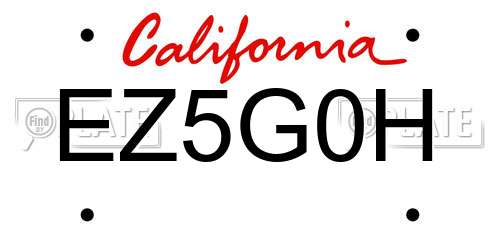 EZ5G0H California License Plate