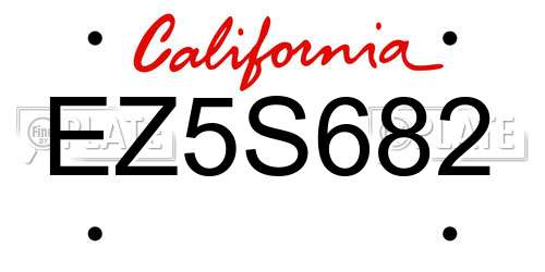 EZ5S682 California License Plate