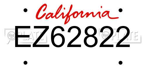 EZ62822 California License Plate