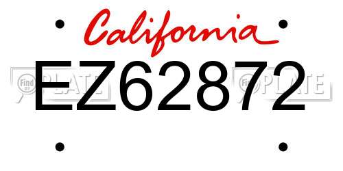 EZ62872 California License Plate
