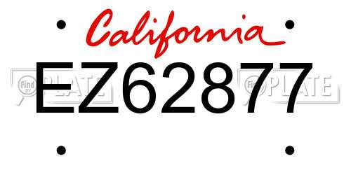 EZ62877 California License Plate
