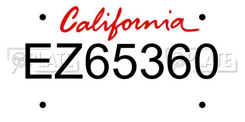 EZ65360 California License Plate