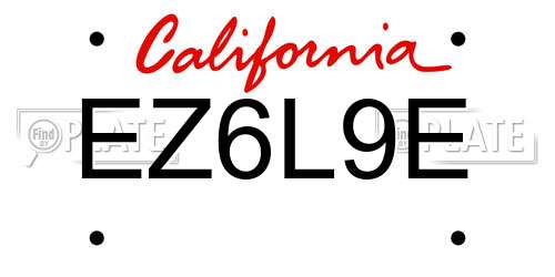 EZ6L9E California License Plate