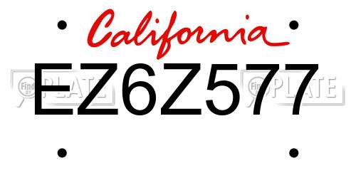 EZ6Z577 California License Plate