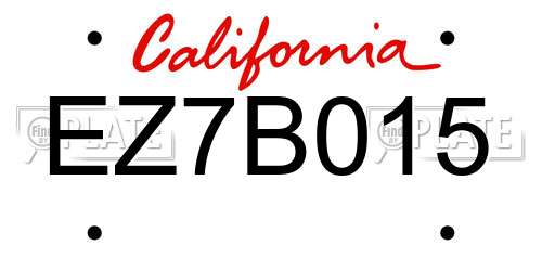 EZ7B015 California License Plate