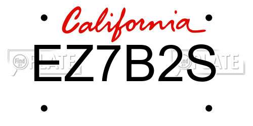 EZ7B2S California License Plate