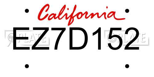 EZ7D152 California License Plate