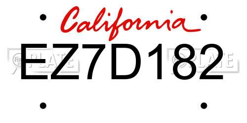 EZ7D182 California License Plate