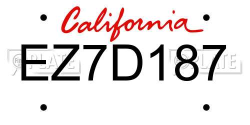 EZ7D187 California License Plate