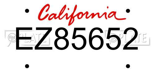 EZ85652 California License Plate
