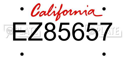 EZ85657 California License Plate