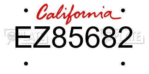 EZ85682 California License Plate