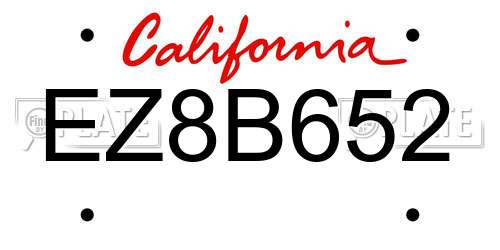 EZ8B652 California License Plate