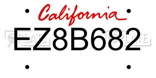 EZ8B682 California License Plate