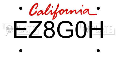 EZ8G0H California License Plate