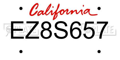 EZ8S657 California License Plate