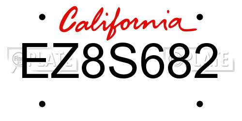 EZ8S682 California License Plate