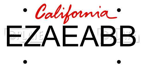 EZAEABB California License Plate