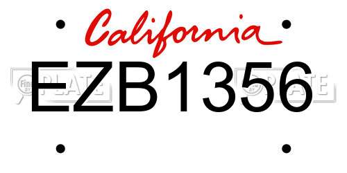 EZB1356 California License Plate