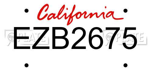 EZB2675 California License Plate