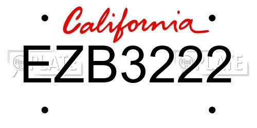 EZB3222 California License Plate